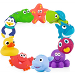 Nuby 10-Pack Little Squirts Fun Bath Toys, Assorted Characters