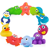 Nuby 10-Pack Little Squirts Fun Bath Toys, Assorted Characters